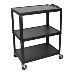 Extra Large Height Adjustable 32 in. Steel A/V Utility Cart in black by Luxor