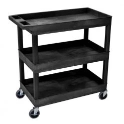 18 in x 35 in 3-Shelf Plastic Tub Cart, Black by Luxor
