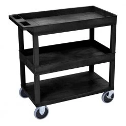 35.25 in. W x 18 in. D x 37.25 in. H 3 Tub Shelf Utility Cart with 5 in. Casters in Black by Luxor