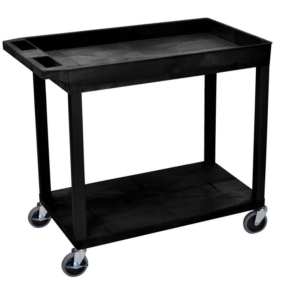 EC 35.25 in. W x 18 in. D x 32.5 in. H Utility Cart with 1-Tub and 1-Flat Shelf in Black by Luxor