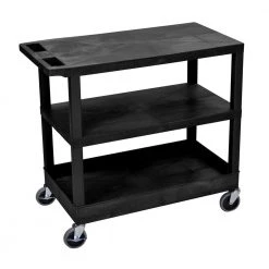 35.25 in. W x 18 in. D x 34.5 in. H 2 Flat and 1 Tub Shelf Utility Cart in Black by Luxor