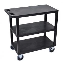 EC 35.25 in. W x 18 in. D x 35.5 in. H Utility Cart with 3-Flat Shelves and 5 in. Casters in Black by Luxor