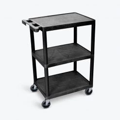 HE 24 in. W x 18 in. D x 34 in. H, 3-Shelf Utility Cart in Black by Luxor