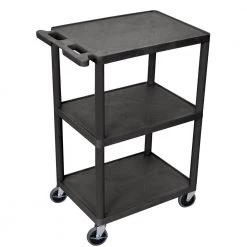 HE 24 in. 3-Shelf Utility Cart in Black by Luxor