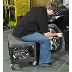 MS 24 in. W x 18 in. D x 20 in. H Mobile Mechanics Seat Utility Cart in Black by Luxor