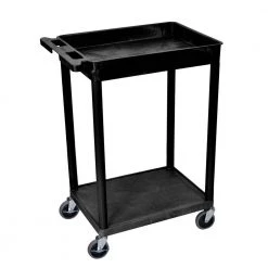 STC 24 in. W x 18 in. D 2 Top Tub and Bottom Flat Shelf Utility Cart - Black by Luxor