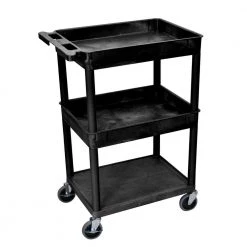 STC 24 in. W x 18 in. D 3 Tub Top and Flat Middle/Bottom Shelf Utility Cart by Luxor