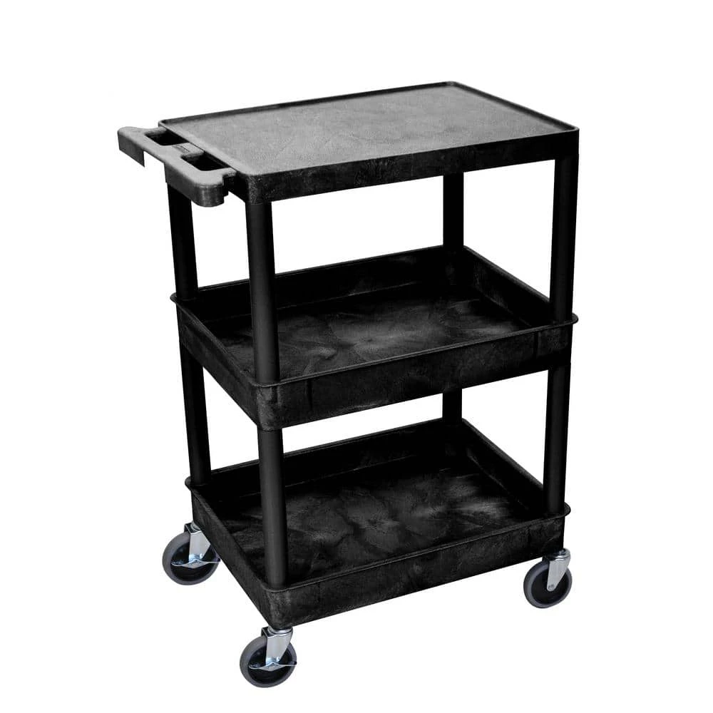 STC 24 in. 3-Shelf Utility Cart in Black by Luxor