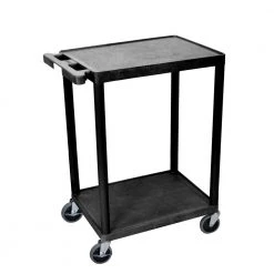 STC 24 in. W x 18 in. D Flat 2-Shelf Utility Cart - Black by Luxor