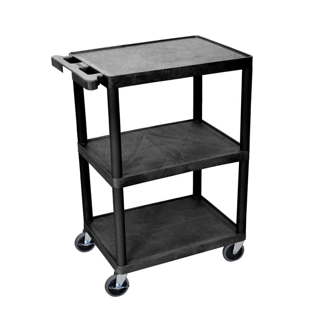 STC 24 in. 3-Shelf 0-Drawer Utility Cart in Black by Luxor