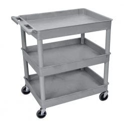 TC 32 in. Large Tub 3-Shelves Utility Cart in Gray by Luxor