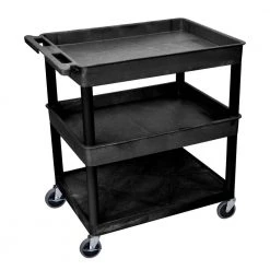 32 in. W x 24 in. D x 36.5 in. H with 2-Tub and 1-Flat Shelf Utility Cart in Black by Luxor