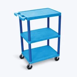 HE 24 in. W x 18 in. D x 34 in. H, 3-Shelf Utility Cart in Blue by Luxor
