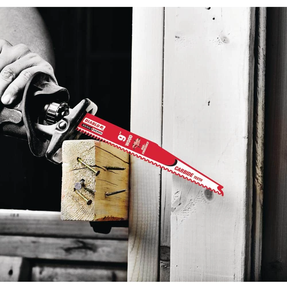 9 in. 5/7TPI Demo Carbide Reciprocating Blade for Nail-Embedded Wood (5-Pack) by Diablo - Image 3