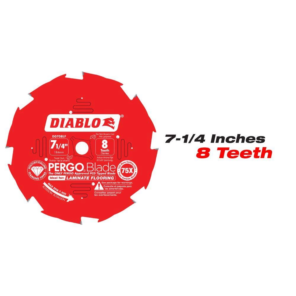 7-1/4 in. x 8-Tooth and 12 in. x 16-Tooth (PCD) Laminate Flooring PERGO Blade Circular Saw Blades (2-Blades) by Diablo - Image 2