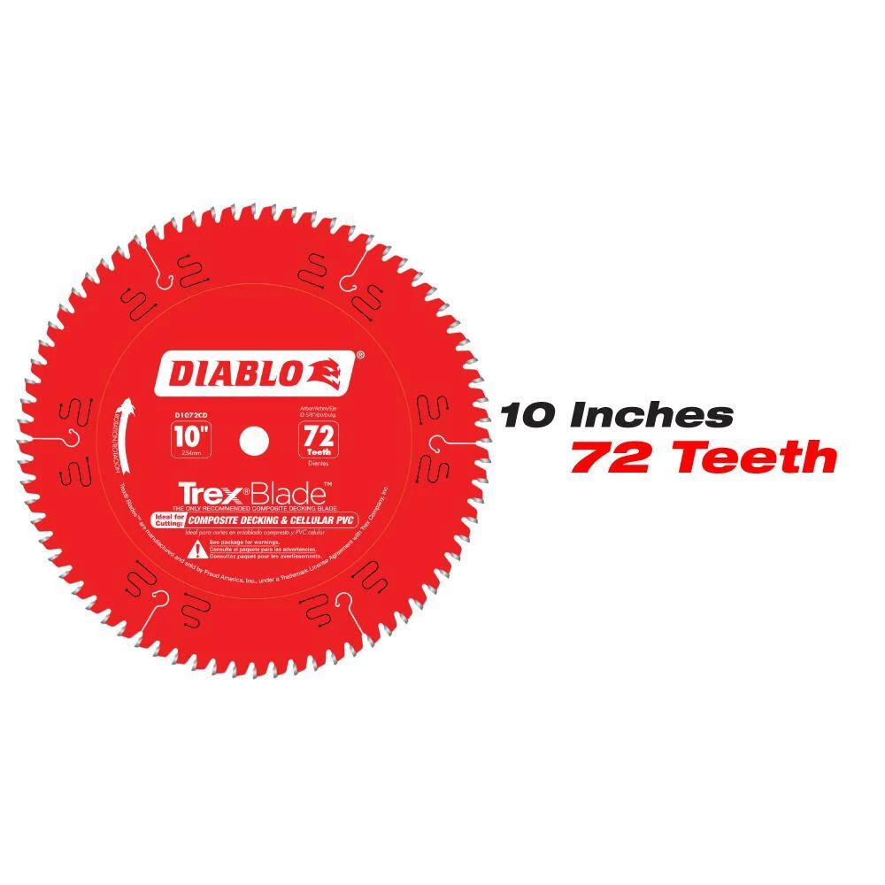 7-1/4 in. x 44-Tooth and 10 in. x 72-Tooth TREX Composite Material/Plastics Circular Saw Blades (2-Blades) by Diablo - Image 3