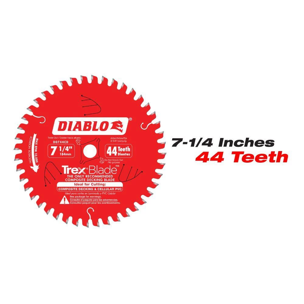7-1/4 in. x 44-Tooth and 10 in. x 72-Tooth TREX Composite Material/Plastics Circular Saw Blades (2-Blades) by Diablo - Image 2