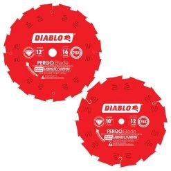 10 in. x 12-Tooth and 12 in. x 16-Tooth (PCD) Laminate Flooring PERGOBlade Circular Saw Blades (2-Blades) by Diablo