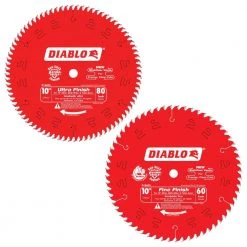10 in. x 60-Tooth Fine and 10 in. x 80-Tooth Ultra Circular Saw Blades (2-Blades) by Diablo