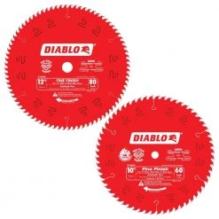 10 in. x 60-Tooth and 12 in. x 80-Tooth Fine Circular Saw Blades (2-Blades) by Diablo