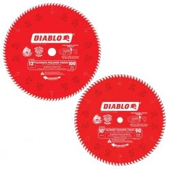 10 in. x 90-Tooth and 12 in. x 100-Tooth Ultimate Polished Circular Saw Blades (2-Blades) by Diablo