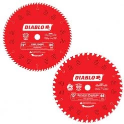 12 in. x 44-Tooth General Purpose and 12 in. x 80-Tooth Fine Circular Saw Blades (2-Blades) by Diablo
