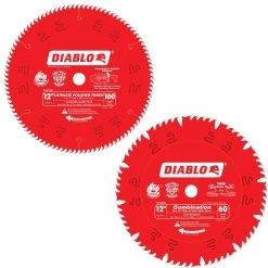 12 in. x 60-Tooth Combination Saw Blade and 12 in. x 100-Tooth Ultimate Polished Saw Blade (2-Blades) by Diablo