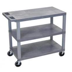 EC 35.25 in. W x 18 in. D x 34.5 in. H 3-Flat Shelf Utility Cart in Gray by Luxor