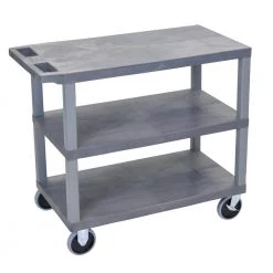 EC 35.25 in. W x 18 in. D x 35.5 in. H Utility Cart with 3-Flat Shelves and 5 in. Casters in Gray by Luxor