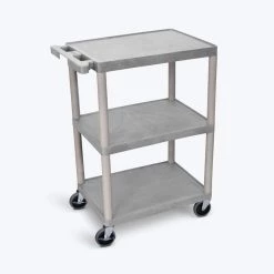 HE 24 in. W x 18 in. D x 34 in. H, 3-Flat Shelf Utility Cart in Gray by Luxor