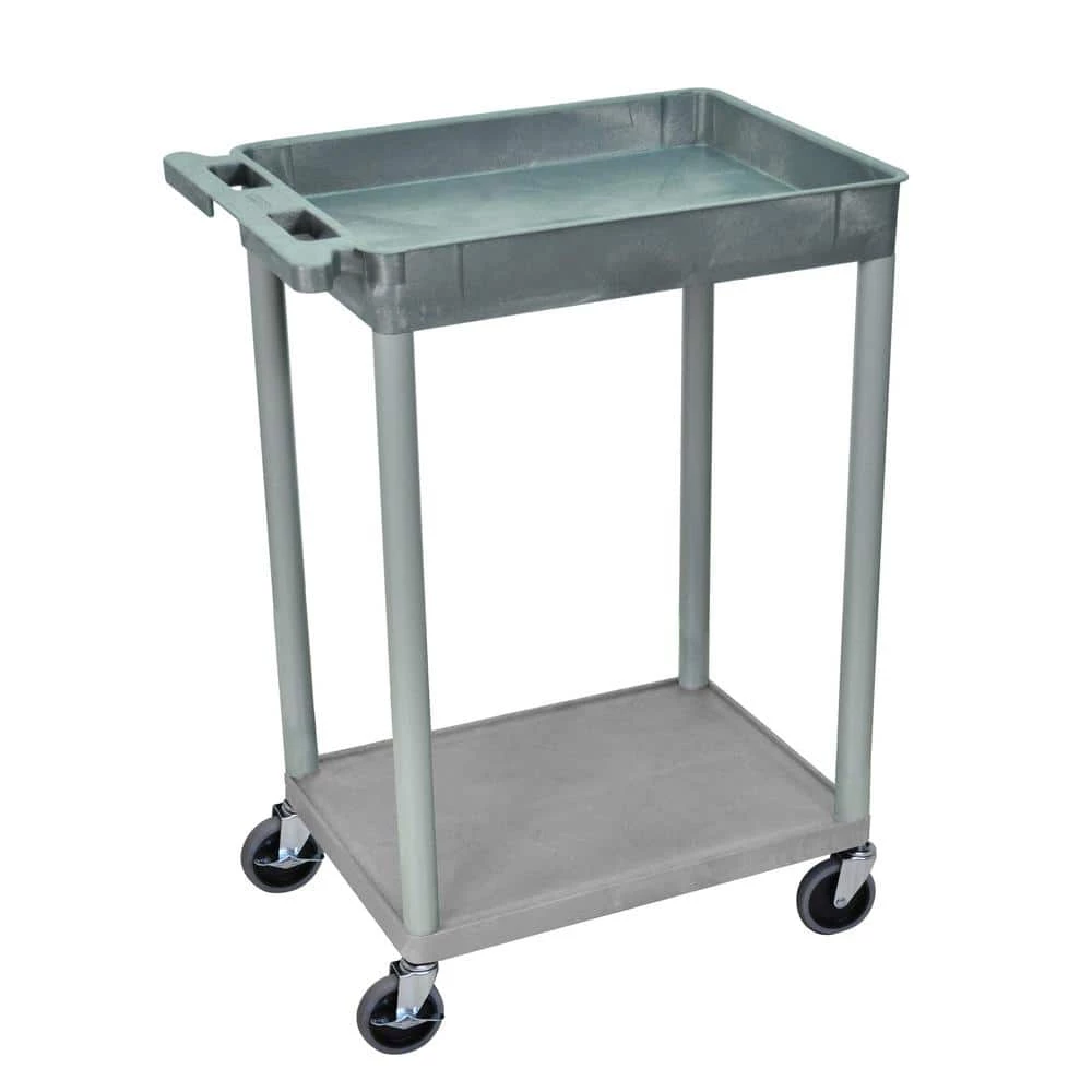 STC 24 in. W x 18 in. D Tub 2-Shelf Utility Cart Gray by Luxor