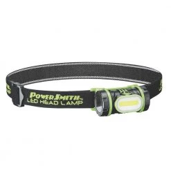 150 Lumen LED Weatherproof Rotatable Headlamp with Adjustable Band, High/Low/Flashing White Light and Batteries by PowerSmith
