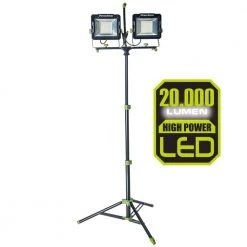 20,000 Lumens Dual-Head LED Work Light with Adjustable Metal Tripod Stand and 9 ft. Power Cord by PowerSmith