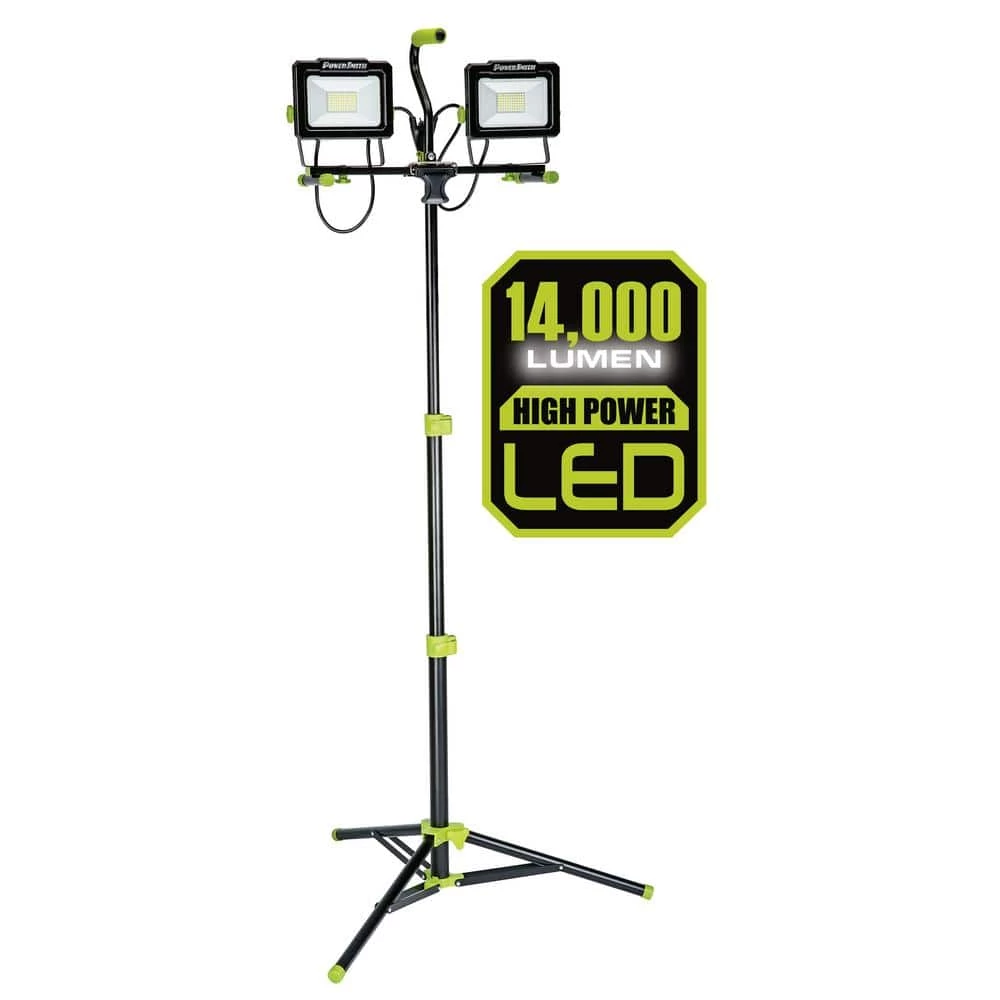 14,000 Lumens Dual-Head LED Work Light with Tripod and 9 ft. Power Cord by PowerSmith