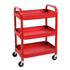 22 in. 3 Shelf Adjustable Utility Cart in Red by Luxor