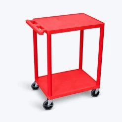 HE, 24 in. W x 18 in. D x 33.5 in. H, 2-Shelf Utility Cart in Red by Luxor