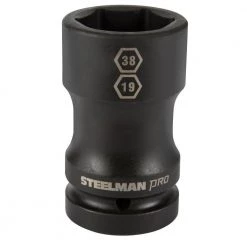 1 in. Drive Impact 38 mm x 19 mm Budd Wheel Hex and Square Combo Socket by STEELMAN PRO