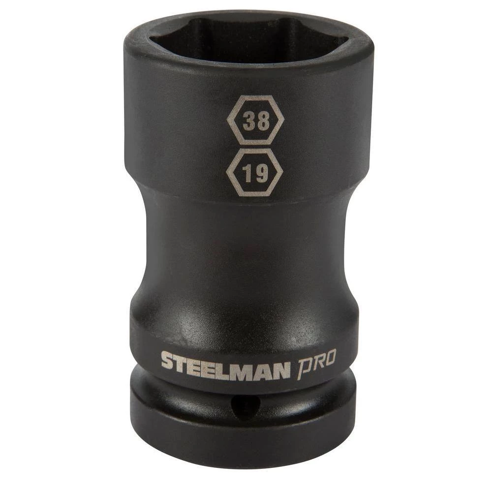 1 in. Drive Impact 38 mm x 19 mm Budd Wheel Hex and Square Combo Socket by STEELMAN PRO