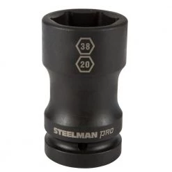 1 in. Drive Impact 38 mm x 20 mm Budd Wheel Hex and Square Combo Socket by STEELMAN PRO