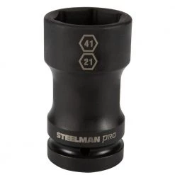 1 in. Drive Impact 41 mm x 21 mm Budd Wheel Hex and Square Combo Socket by STEELMAN PRO