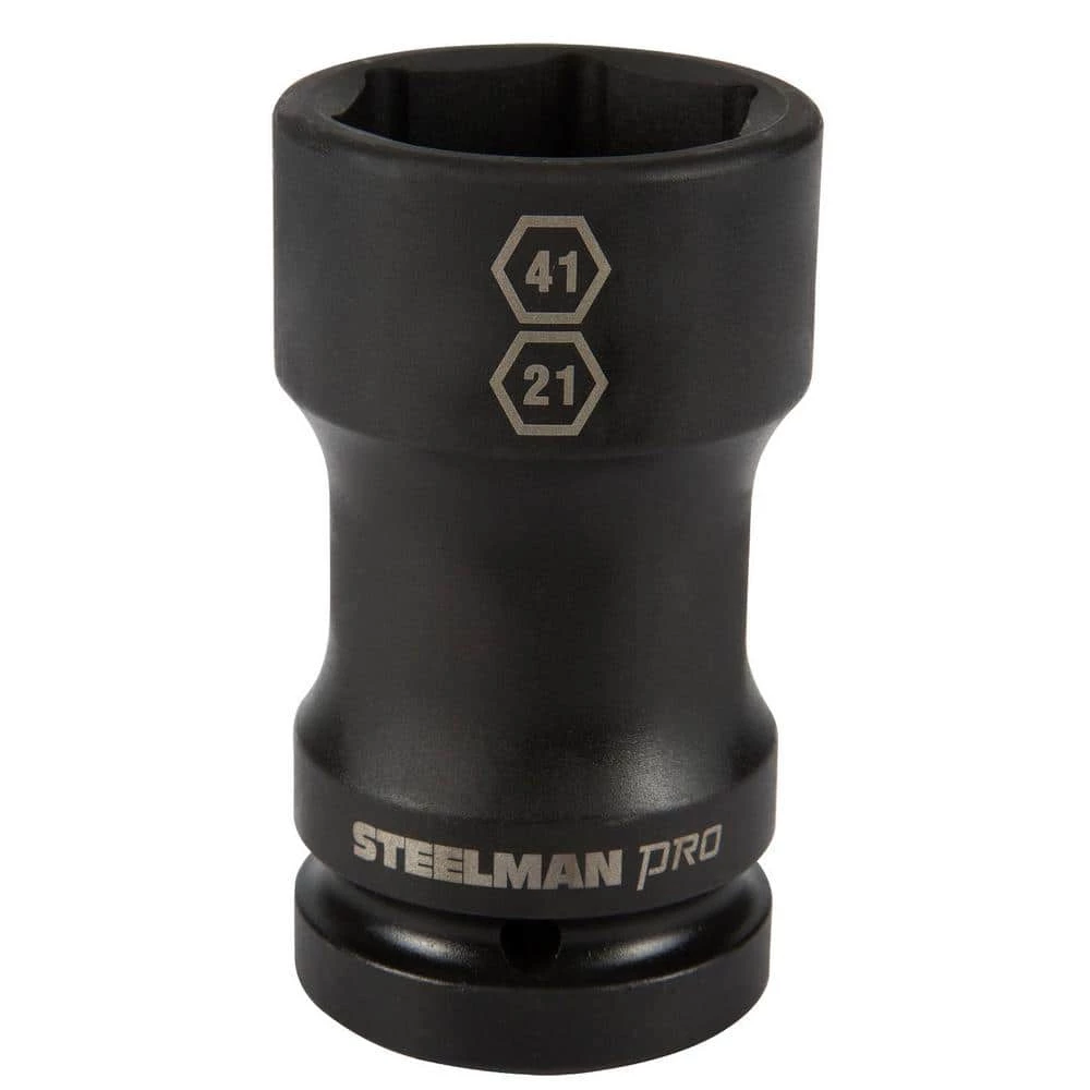 1 in. Drive Impact 41 mm x 21 mm Budd Wheel Hex and Square Combo Socket by STEELMAN PRO