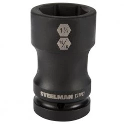 1 in. Drive Impact 1-1/2 in. x 13/16 in. Budd Wheel Hex and Square Combo Socket by STEELMAN PRO